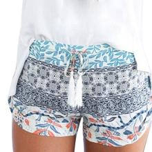 Shorts feminino estampado com cordão, cintura alta, casual, confortável, macio para mulheres, meninas, verão, 2020 2024 - compre barato