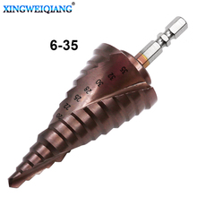 6-35mm Titanium Coated Spiral Groove co M35 Step Drill Bit With Cobalt 13Steps 6.35mm Hex Shank Pagoda Drill Bit 2024 - buy cheap