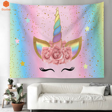 Tapiz Floral de unicornio 3D para decoración de pared, Alfombra de poliéster, cubrecama bohemio, decoraciones para el hogar de varios tamaños, MT 2024 - compra barato