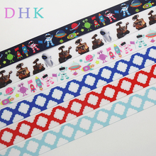 DHK 50 ярдов quatrefoil космический Робот Печатный grosgrain ленточный аксессуар украшение для волос Оптовая продажа OEM S1043 2024 - купить недорого