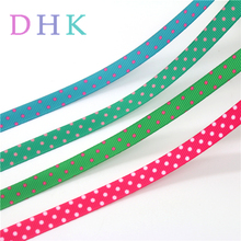DHK 3/8'' 50yards Free Shipping Dots Printed Grosgrain Ribbon Accessory Material  Headwear DIY Decoration Craft 9mm S1110 2024 - buy cheap