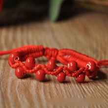 Pulseiras femininas multicamadas de cerâmica, bracelete multicamadas com contas vermelhas, joia étnica artesanal com laço 2024 - compre barato