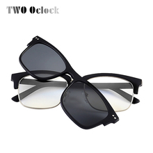 TWO Oclock Multi-Clips Eyewear Magnetic Clip On Sunglasses Men Women Polarized TR90 Square Optical Myopia Eyeglass Frame L2275 2024 - buy cheap