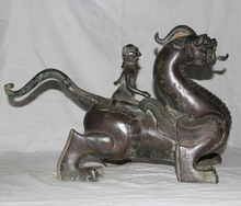 USPS to USA S2291 20" Archaic Chinese Dynasty Bronze Fairy Maiden Belle Ride Dragon Beast Statue 2024 - buy cheap