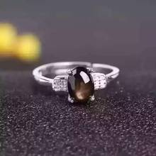 Natural dark Star black sapphire gem Ring Natural gemstone Ring 925 sterling silver trendy elegant round women Office Jewelry 2024 - buy cheap