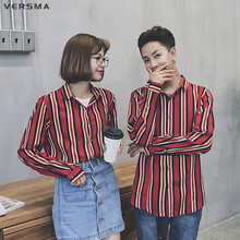 VERSMA Korean Ulzzang Harajuku Vintage Stripe Couple Men Shirt Summer Hip Hop Oversize Long Sleeve Shirt Men Korean Clothing 5XL 2024 - buy cheap
