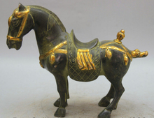 Cantar voge gem s1663 10 "bronze chinês dourado folclore fengshui zodíaco ano tang estátua cavalo escultura 2024 - compre barato
