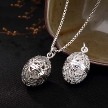 Openable Pure S925 Sterling Silver Hollow Circle Locket Pendants  Necklace Vintage Women 925 Jewelry 2024 - buy cheap