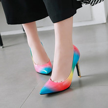 PXELENA New Rainbow Color Sexy Women Pumps Stiletto High Heels Shoes Office Ladies Dress Heel Shallow Shoes Slip On Pointed Toe 2024 - buy cheap