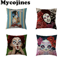 Funny Sugar Skull White Cushion Cover Mexican Style Home Sofa Car Decor Gifts Game Player Peach Skin Throw Pillow Cases 2024 - buy cheap