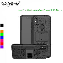 For Cases Motorola One Power Cover Dual Layer Armor Silicone Back Case For Motorola One Power P30 Note Phone Holder Stand Shells 2024 - buy cheap