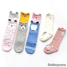 1 piece socks knee long socks cartoon fox rabbit bear child boy girl spring and autumn warm warm comfortable breathable socks 2024 - buy cheap