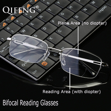 QIFENG-gafas de lectura bifocales para hombres, lentes masculinos de prescripción para dioptrías, presbicia + 1,0 + 1,5 + 2,0 + 2,5 + 3,0 + 3,5 + 4,00 QF242 2024 - compra barato