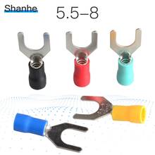 SV5.5-8 Terminal Cable Wire Connector 20PCS Insulated Fork Spade Crimp Connector Terminals Electrical Wiring 2024 - buy cheap