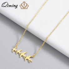 QIMING Lovely Flock Of Birds Necklace Stainless Steel Jewelry Bird Animal Pendant Swallow Necklaces Women Collar 2024 - buy cheap