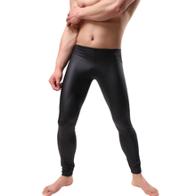 Мужские Компрессионные Леггинсы для фитнеса, штаны из искусственной кожи, мужские штаны для бодибилдинга, танцевальные штаны 2024 - купить недорого