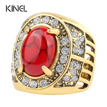 Женское кольцо в стиле ретро, большие кольца золотого цвета с кристаллами в стиле панк-рок 2024 - купить недорого