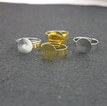 250pcs-Silver Tone,Gold Tone Mixed Ring Base 18mm Adjustable Adult Size with 12mm Round Pad nickle free 2024 - buy cheap