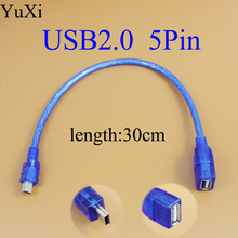 Cable USB 0,3 hembra a Mini USB macho, adaptador 5P OTG V3, Cable de datos para coche, Audio, tableta, MP3, MP4, bocina, altavoz, 30cm, 2,0 m 2024 - compra barato