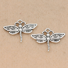 KJjewel Antique Silver Plated Dragonfly Charms Pendants for Jewelry Making Bracelet Accessories Diy Findings 16x22mm 10pcs/lot 2024 - buy cheap