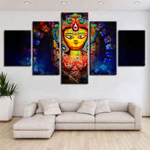 Quadros em tela para parede, arte da sala de estar, decoração, 5 peças, deusa da índia, pinturas durga, sala de estar, impressão hd, posteres, quadro 2024 - compre barato