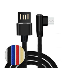 90 градусов Micro USB 3A Быстрый зарядный кабель для Samsung Huawei Xiaomi Мобильный телефон Android планшет Реверсивный USB плетеный кабель для передачи данных 2024 - купить недорого