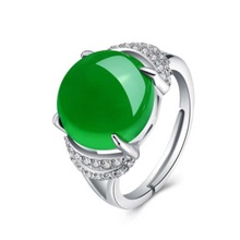 Anel calcedônia verde natural real, prata esterlina 925 sólida, anéis finos para mulheres 2024 - compre barato