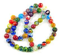 120pcs 6mm Millefiori Flowered Round Glass Beads,Mixed Color,Round 2024 - buy cheap
