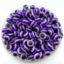 Cuentas espaciadoras redondas púrpuras de 6mm, 8mm y 10mm, cuentas espaciadoras de resina a rayas de ojo malvado para la fabricación de joyas, abalorios para collar y pulsera DIY 2024 - compra barato