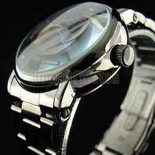 Wholesale Black partially hollow transparent dial Stainless steel band Automatic Mechanical Watch-wac55602 2024 - buy cheap