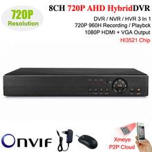 home CCTV 8 channel full AHD 960H DVR recording HDMI 1080P P2P standalone H.264 Hybrid dvr NVR recorder for camera system 8ch 2024 - buy cheap