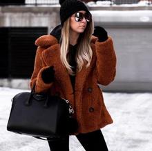 2020 Winter Thick Warm Teddy Coat Woman Lapel Long Sleeve Fluffy Hairy Fake Fur Jackets Female Button Pockets Plus Size Overcoat 2024 - buy cheap