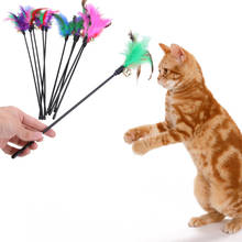5Pcs/Lots Cat Teaser Colorful Feather Stick Toys for Cat Kitten Pet Turkey Interactive Wire Chaser Cat Training Pet Supplies 2024 - buy cheap