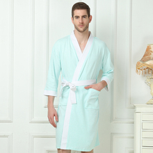 Осенне-летние мужские вафельные банные халаты, Мягкий банный халат с рукавом, пеньюар ночная сорочка, одежда для сна, кимоно, Халат 2024 - купить недорого