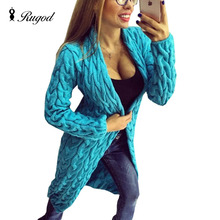 RUGOD-cárdigan de punto largo para mujer, suéter de invierno, cárdigan de gran tamaño, estilo coreano, moda 2024 - compra barato