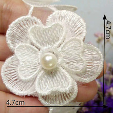 10X White Cotton Flower Pearl Embroidered African Lace Fabric Trim Ribbon Sewing Supplies Craft For Costumes Decoration Newest 2024 - buy cheap