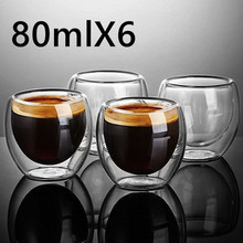 Copo de café expresso parede dupla, xícara de chá resistente ao calor 80-450ml criativa 2024 - compre barato