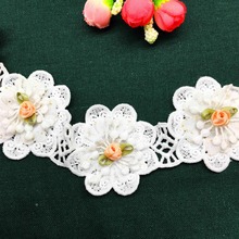 10x Soluble Cotton 3D Flower Handmade Crochet Lace Trim Fabric Ribbon Embroidered Applique Wedding Dress Clothes Hat DIY Decor 2024 - buy cheap