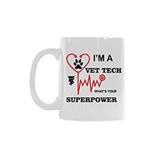 Funny Veterinarian Saying Mug, I'm A Vet Tech What's Your Superpower White Ceramic Coffee Mugs Cup - 11oz sizes 2024 - buy cheap