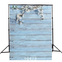 Blue Wooden Floor Photography Backdrops Flower Fresh Style Backgrounds for Photo Studio Baby Shower New Born Baby Vinyl Cloth 2024 - buy cheap