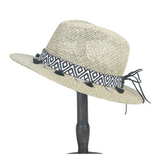 Chapéu de raphia, de palha, para o verão, feminino, masculino, para praia, elegante, de aba larga, chapéu panamá, tamanhos 56-58cm 2024 - compre barato