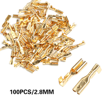 100Pcs 2.8mm Female Electrical Crimp Terminal Connector Gold Brass Car Speaker Set Electrical Equipment Wire Connectors 2024 - buy cheap