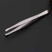 Pinzas de depilación de cejas de acero inoxidable profesional, herramienta de punta plana, nuevo 2024 - compra barato