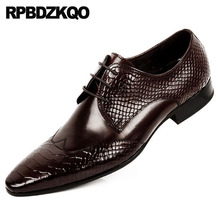 Wedding Brown Runway Brand Black Formal Snake Skin Pointed Toe Oxfords Office Snakeskin Derby Men Dress Italian Leather Shoes 2024 - buy cheap