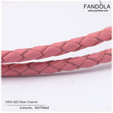 Fandola 925 Sterling Silver Single Double Pink Leather Femme Charm Bracelets Bangles for Women Pulseira Silver 925 Jewelry 2024 - buy cheap