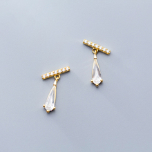 Pendientes de gota de cristal de plata geométrica 100% 925 joyería con carácter para mujeres de moda regalos de joyería G2677 2024 - compra barato