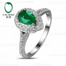 CaiMao 0.68 ct Natural Emerald 18KT/750 White Gold  0.45 ct Full Cut Diamond Engagement Ring Jewelry Gemstone 2024 - buy cheap