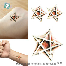 Rocooart rc318 pentagrama enrolado, tatuagem temporária à prova d'água adesivo arte corporal tatuagem falsa taty flash tatuagem para homem e mulher 2024 - compre barato