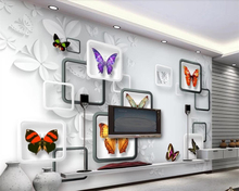 Beibehang-papel tapiz de pared para decoración del hogar, papel tapiz 3D de mariposa de fantasía para sala de estar, Fondo de TV 2024 - compra barato