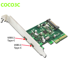 Адаптер-преобразователь USB 3,1 Type C в PCI Express x4, 2 порта s, 10 Гбит/с, порт USB 3,1 Type-C, Карта контроллера PCIe 2024 - купить недорого